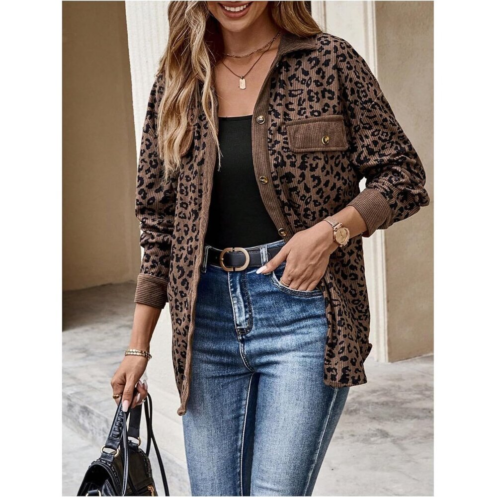 Elegant Leopard Print Button-Down Shacket for Wom… - image 3